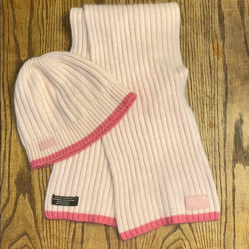 Coach pink hat and scarf set